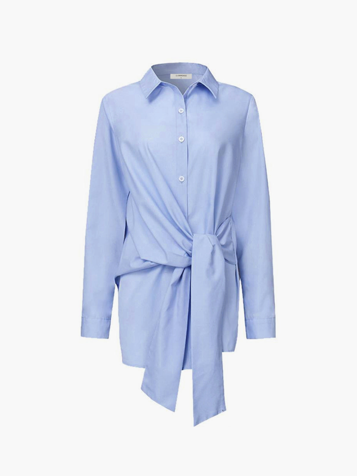 Semi-Sheer Button Down Tied Long Shirt