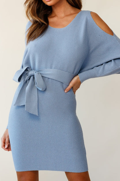 Sorry, Honey Cold Shoulder Knit Dress Midnight Blue