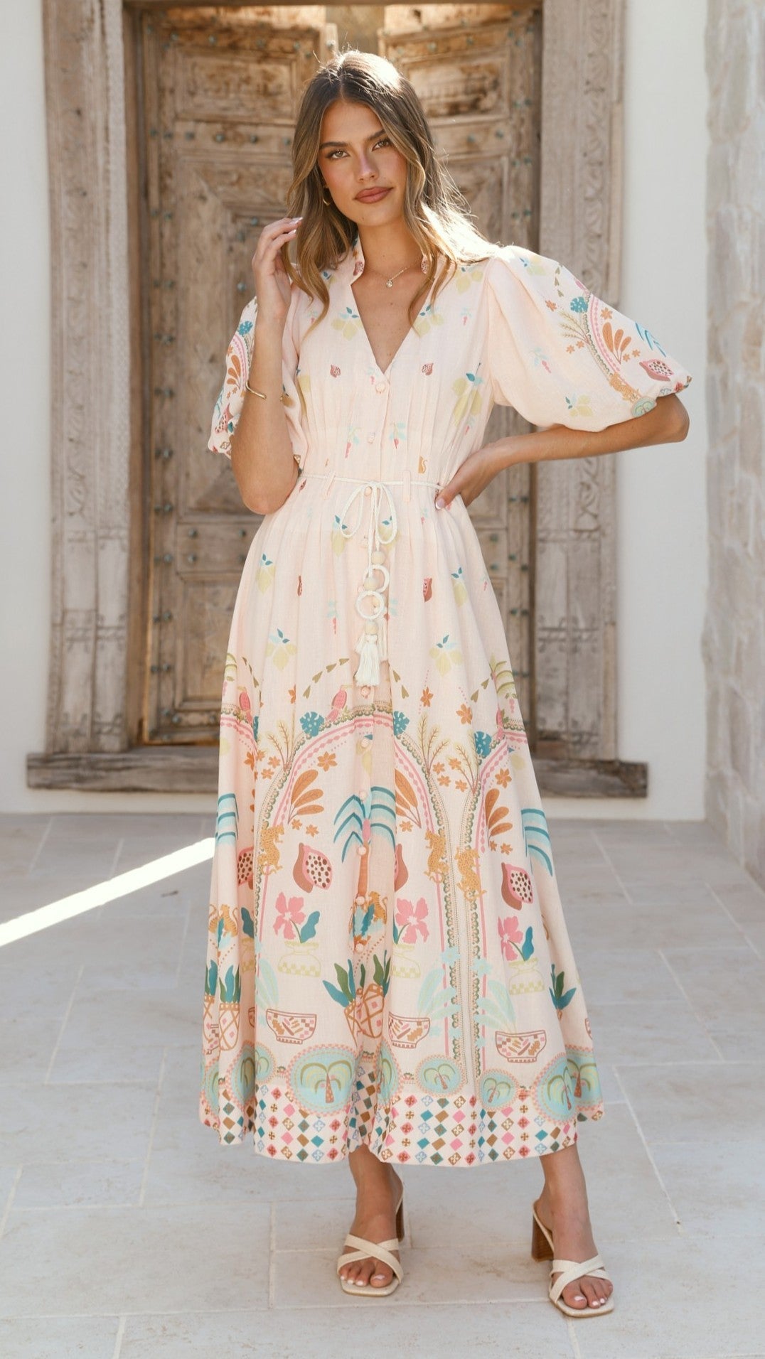 Tamsin Midi Dress - Acacia Palm