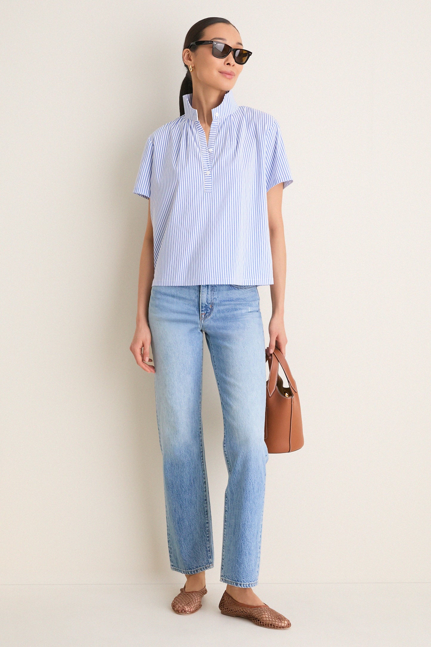Blue and White Stripe Finn Popover