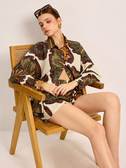 Printed Shirt Shorts Set