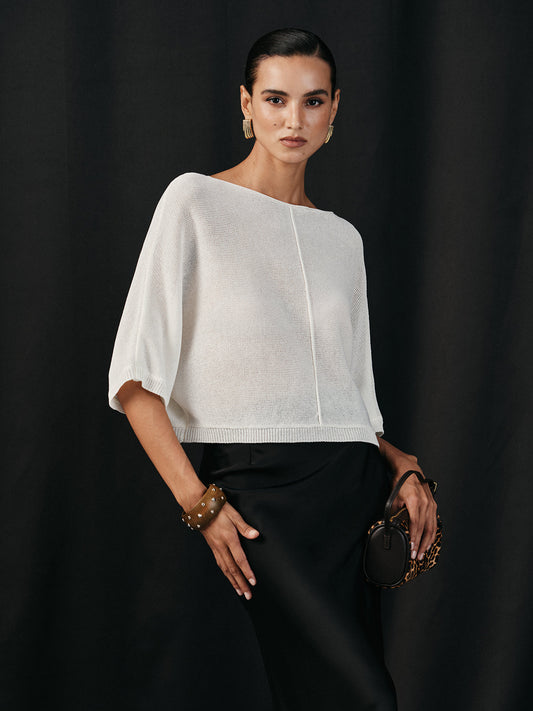 Semi-Sheer Batwing Sweater