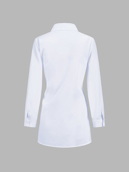 Semi-Sheer Button Down Tied Long Shirt