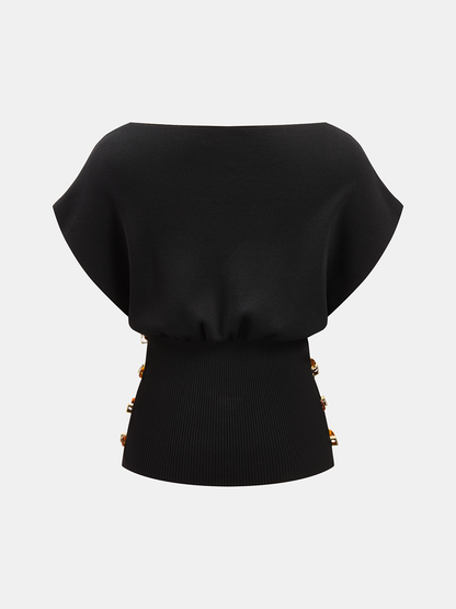 Amber Detail Cinched Waist Knit Top