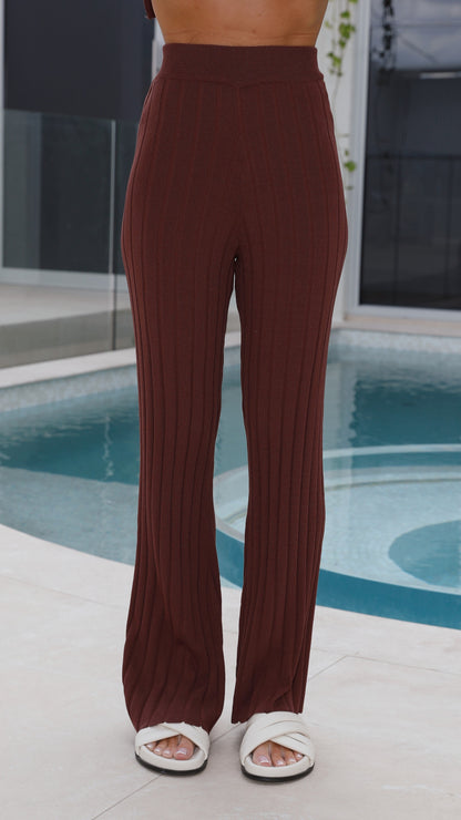 Megan Knit Pants - Chocolate